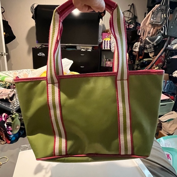 Green and Pink Striped Tote - Picture 2 of 6
